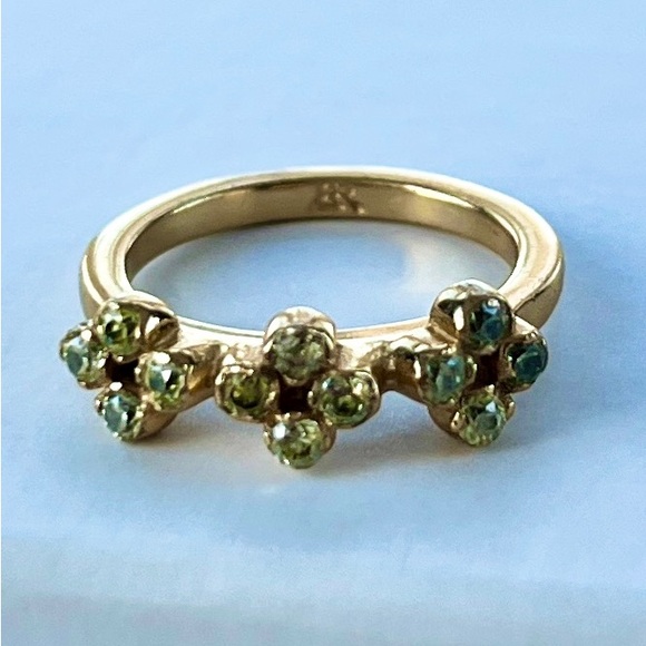 Banana Republic Stacking Ring Set in Yellow Gold-tone w/ Green & Black Gemstones - Picture 4 of 13